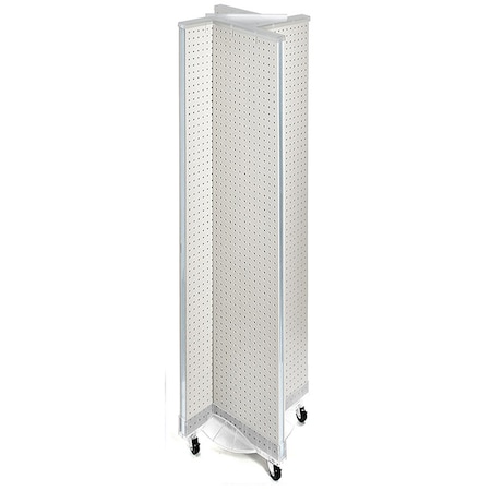 Azar Displays Pinwheel Pegboard Floor Display on Wheeled Base. 700461-WHT